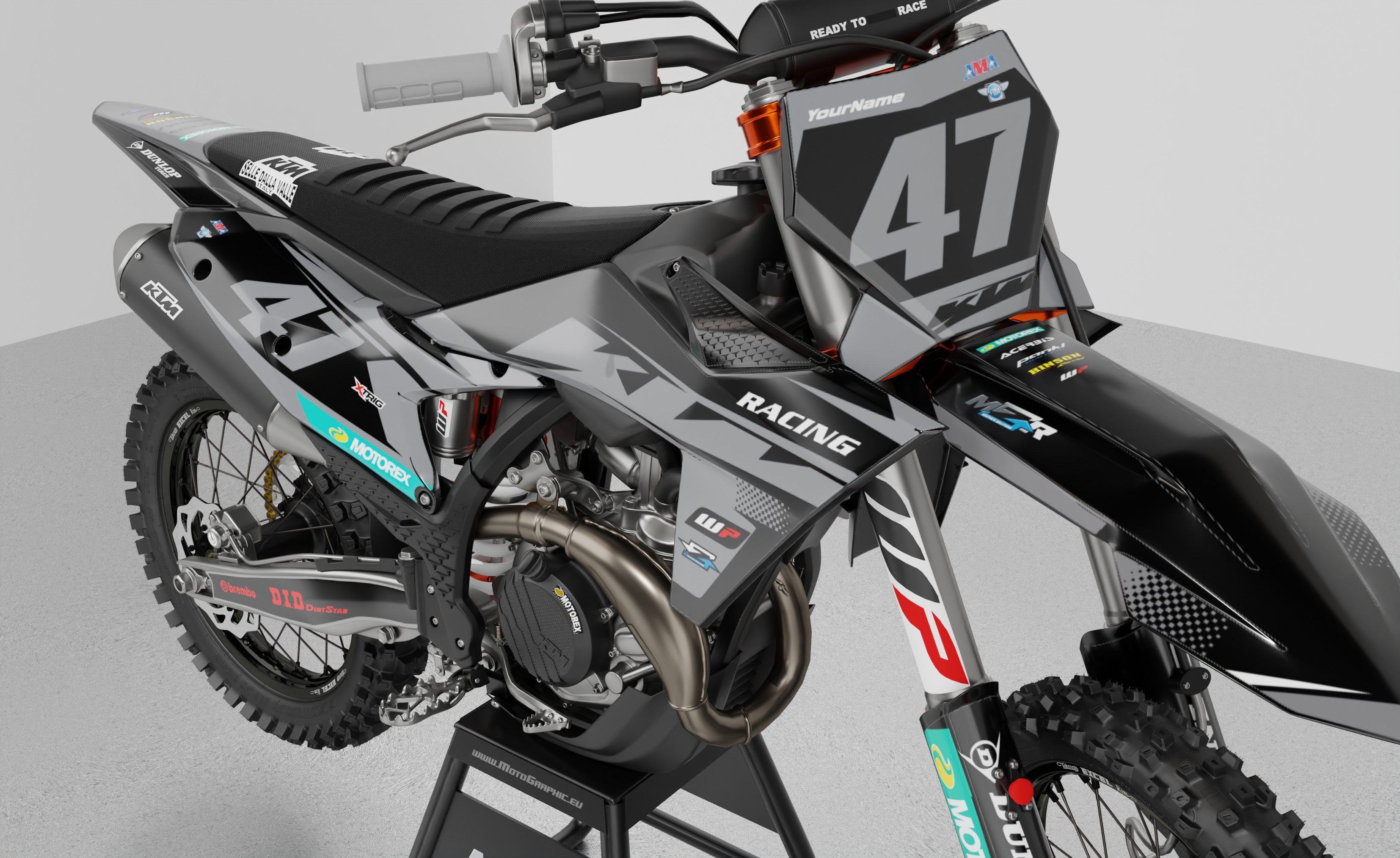 RACING GRAY graphics kit for KTM bikes