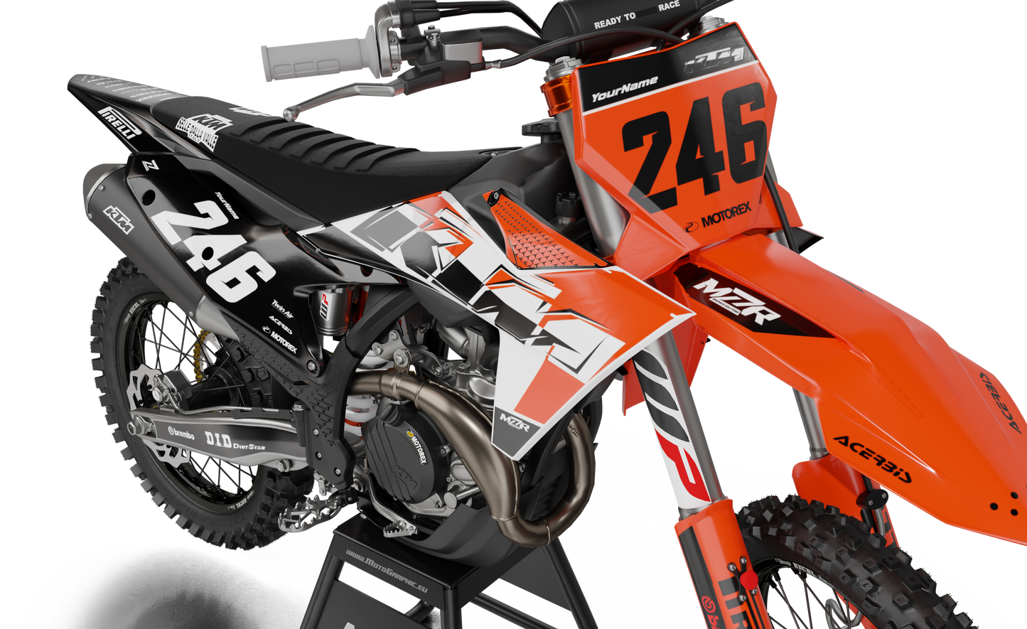 Whip graphics kit for KTM bikes