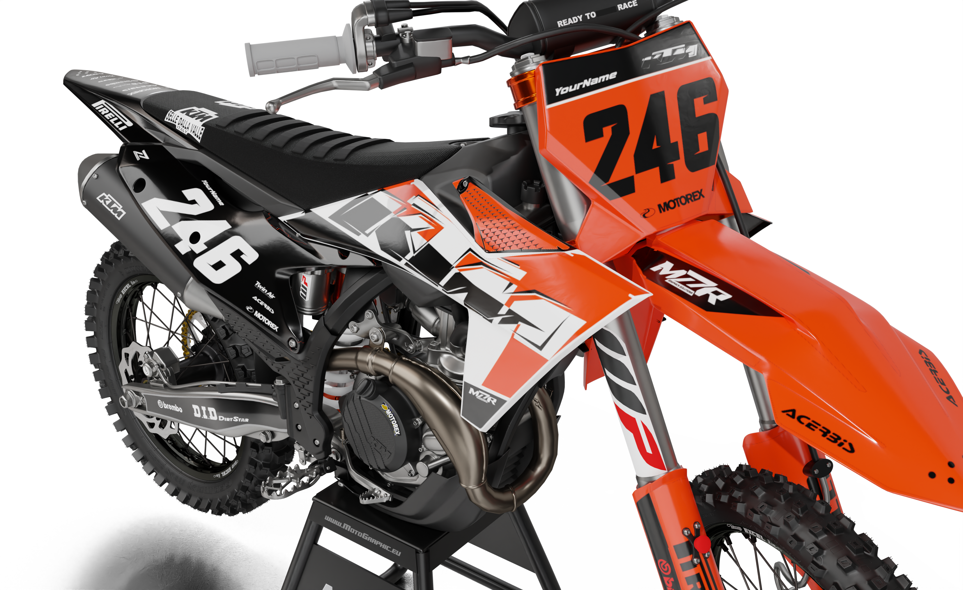 Whip graphics kit for KTM bikes