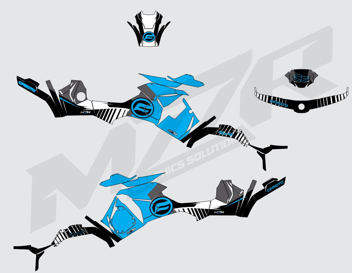 Racer blue Graphics kit for CF MOTO