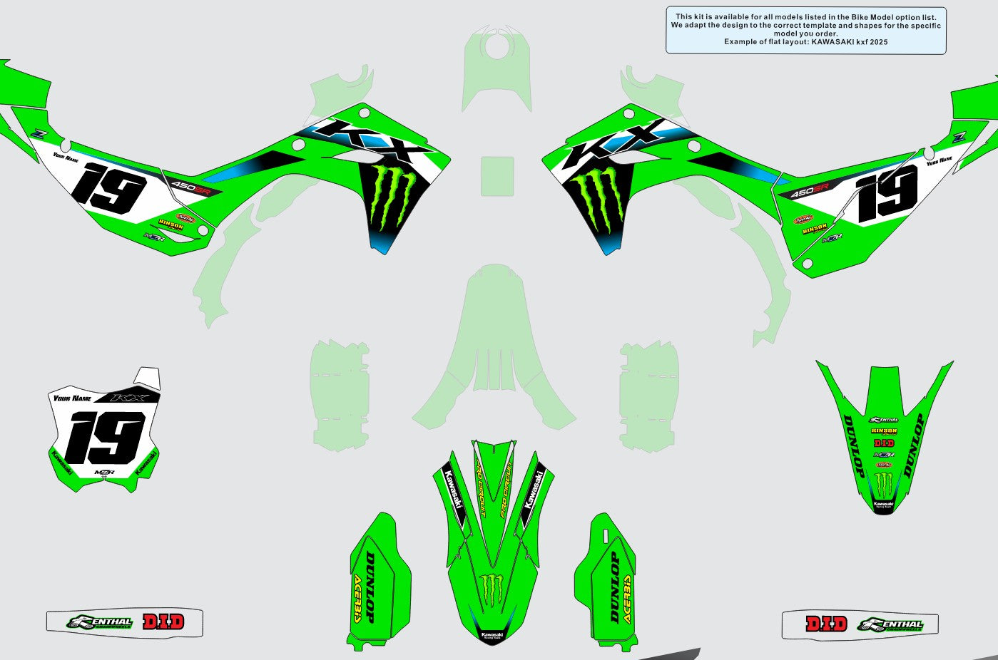 FACTORY Grafiken Set für KAWASAKI-Motorräder